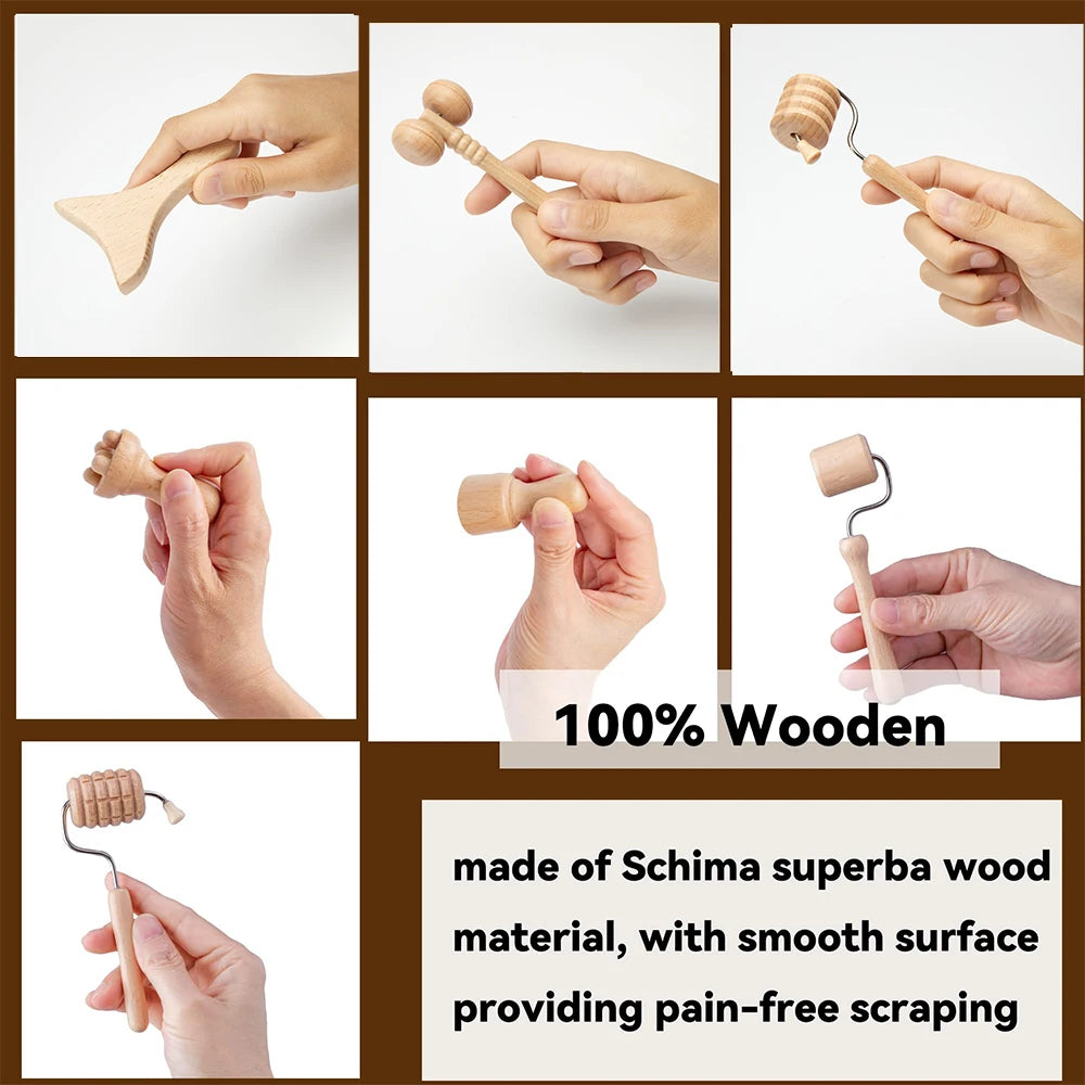 Wooden Face Lifting Massager Kit
