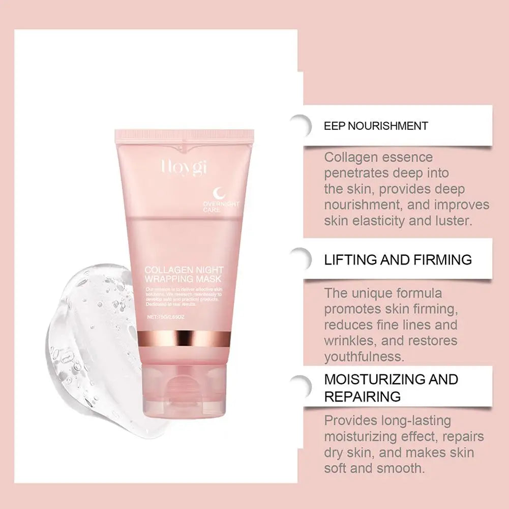 Collagen Overnight Wrapping Peel-Off Facial Mask - Deep Hydration Korean Night Care Mask Cream 75ml