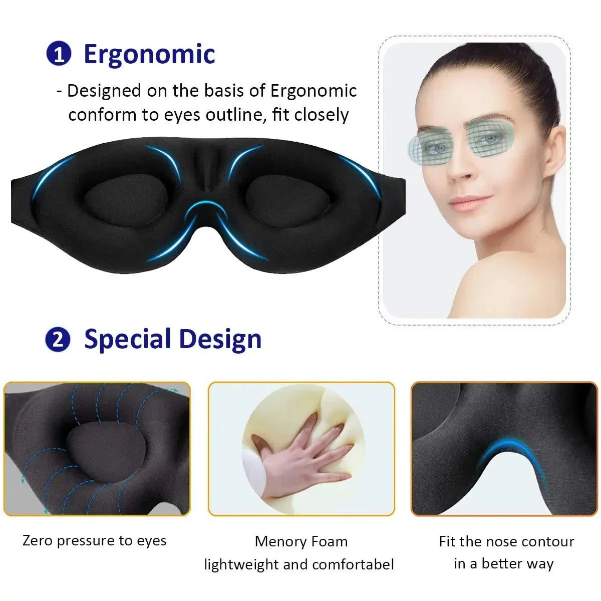 Dreamlight 3S 3D Eye Mask | Sleep Aid for Men & Women | Portable Light-Blocking Comfort