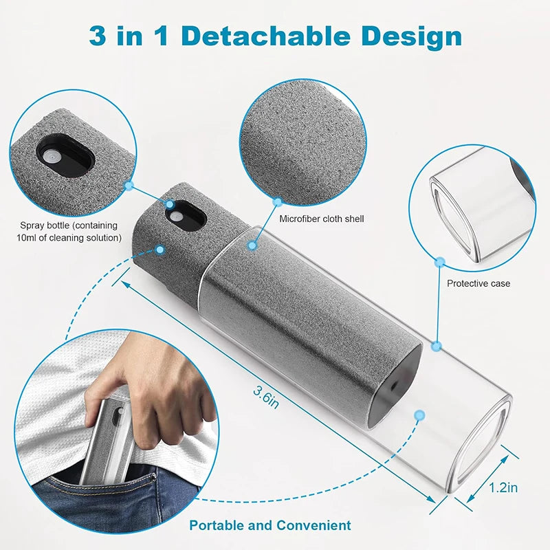 2-in-1 Screen Cleaner Spray Bottle with Microfiber Cloth Ultimate Cleaning Solution for Phones