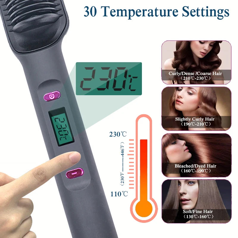 Electric Hot Comb Hair Straightener Brush - Multifunctional Anti-Scald Styling Tool