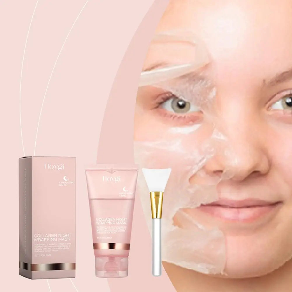 Collagen Overnight Wrapping Peel-Off Facial Mask - Deep Hydration Korean Night Care Mask Cream 75ml
