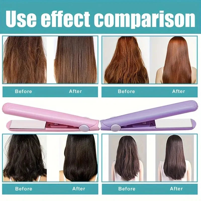 Multi-Color Ceramic Plates, Quick Heating, Non-Damaging, with Bangs Clip for Straightening & Curling