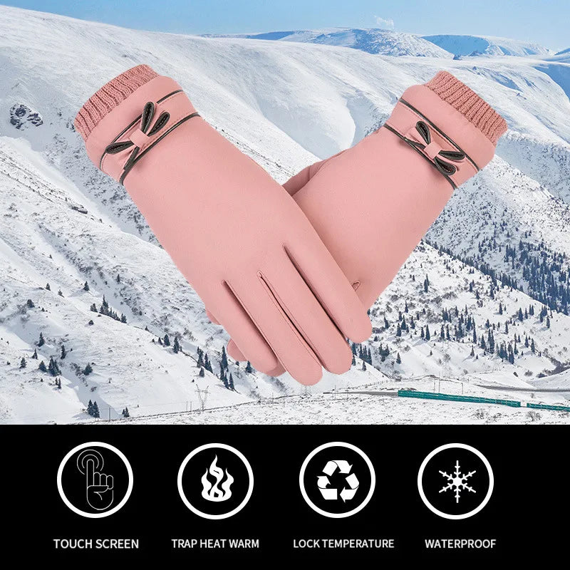 Winter Women's Thermal Touchscreen Gloves - Fleece Lined, Waterproof, Full-Finger Hand Warmers