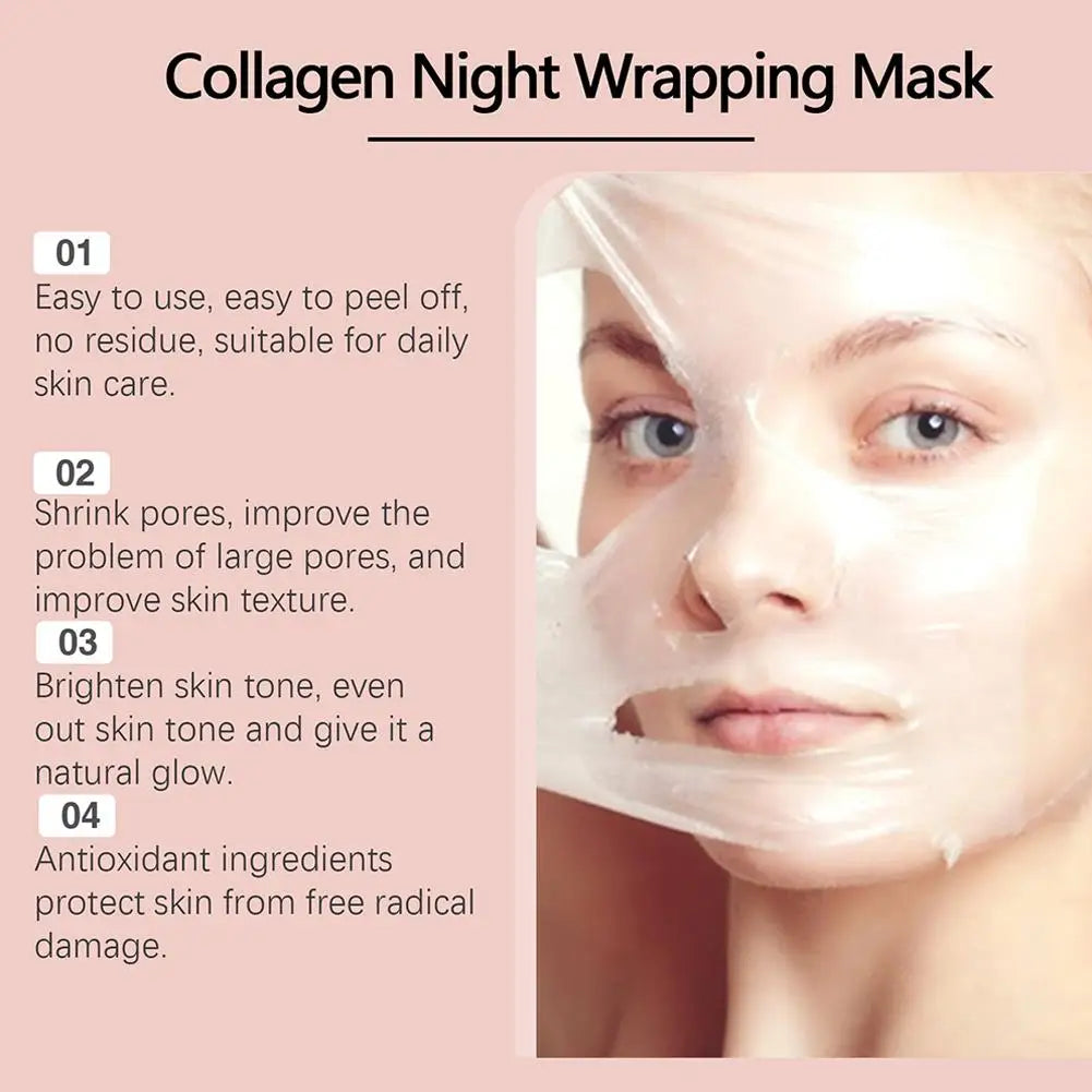 Collagen Overnight Wrapping Peel-Off Facial Mask - Deep Hydration Korean Night Care Mask Cream 75ml
