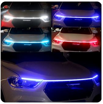 150cm LED Car Hood Decorative Daytime Running Light - 12V DRL Ambient Lamp with Scan Start