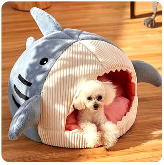 Warm Shark Pet Cave Bed - Cozy Cat & Puppy Nest Cushion