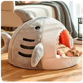 Warm Shark Pet Cave Bed - Cozy Cat & Puppy Nest Cushion