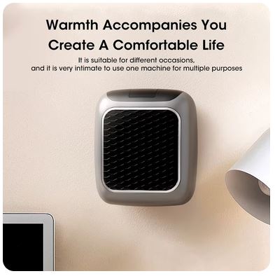 800W Wall-Mounted Mini Heater with Remote Control - PTC Ceramic Electric Heater for Home & Bathroom