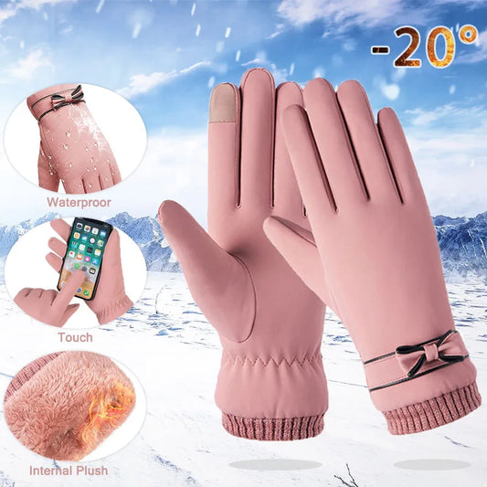 Winter Women's Thermal Touchscreen Gloves - Fleece Lined, Waterproof, Full-Finger Hand Warmers