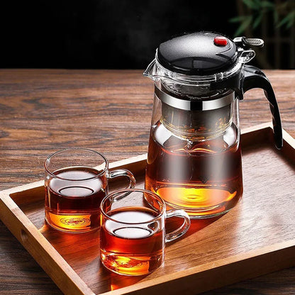 Elegant Crystal Clear Glass Teapot Set - Durable, Heat-Resistant Tea Maker with Infuser for Loose Leaf & Blooming Tea
