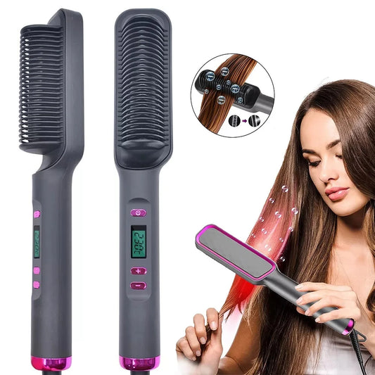 Electric Hot Comb Hair Straightener Brush - Multifunctional Anti-Scald Styling Tool