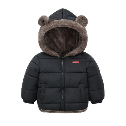 Warm Hooded Cotton Jacket for Baby Boys & Girls – Thick Fleece Winter Coat