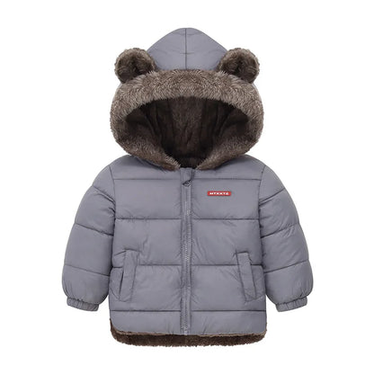 Warm Hooded Cotton Jacket for Baby Boys & Girls – Thick Fleece Winter Coat