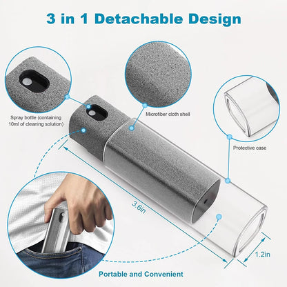 2-in-1 Screen Cleaner Spray Bottle with Microfiber Cloth Ultimate Cleaning Solution for Phones