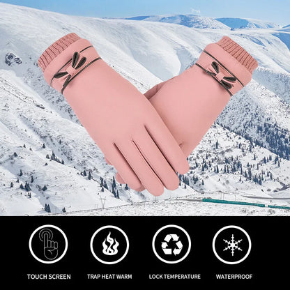 Winter Women's Thermal Touchscreen Gloves - Fleece Lined, Waterproof, Full-Finger Hand Warmers