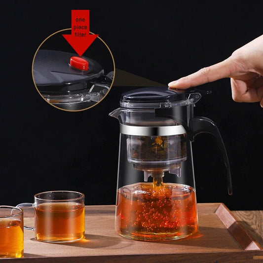 Elegant Crystal Clear Glass Teapot Set - Durable, Heat-Resistant Tea Maker with Infuser for Loose Leaf & Blooming Tea