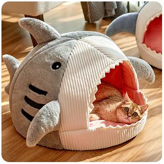 Warm Shark Pet Cave Bed - Cozy Cat & Puppy Nest Cushion